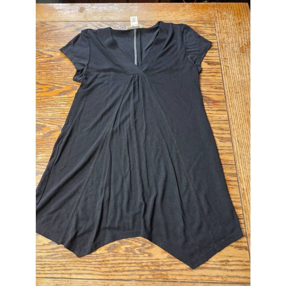 Johnny Was Calme black microtencil vneck tunic dress sz XS